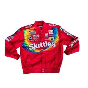 Skittles Nascar Racing Jacket Red Mens Medium JH Design Kyle Busch